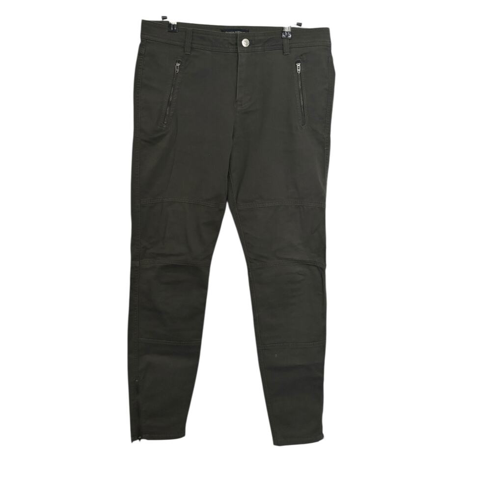 Banana Republic Pants Womens 8 Skinny Moto Olive Green Zipper Pockets Stretch